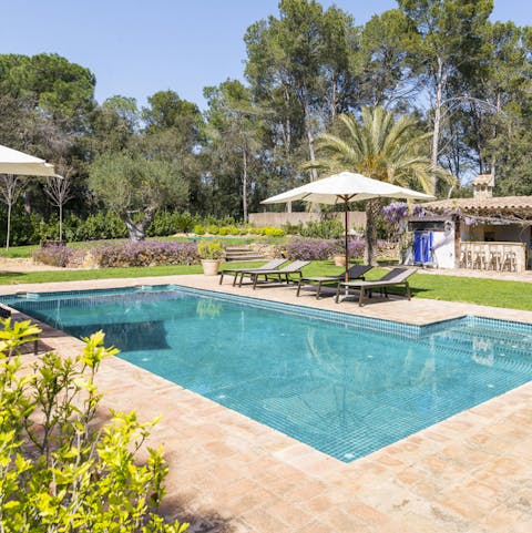 Relax in the pool tucked between the nature of the Costa Brava