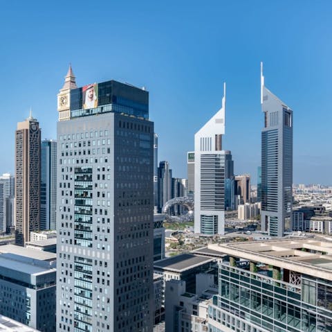 Stay in Dubai's International Financial Centre, just a three-minute walk from the renowned Art Club of Dubai 