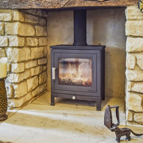 Curl up by the crackling wood-burning stove on a chilly winter's eve