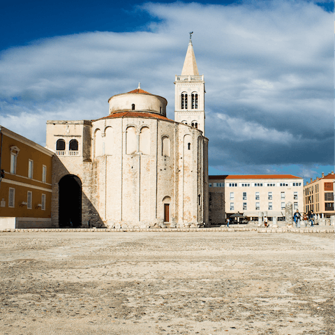 Visit nearby Zadar and explore its historic centre, including the Church of St Donatus 