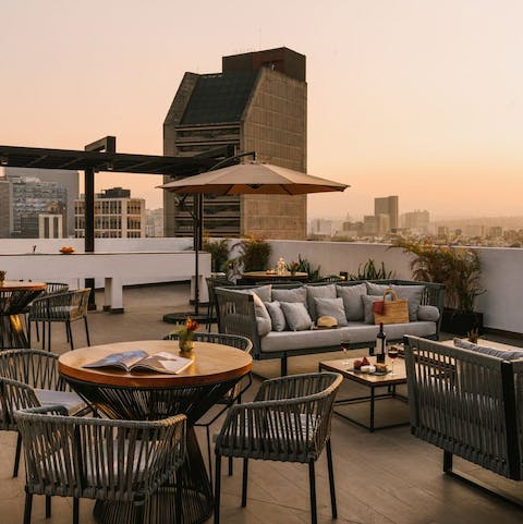 Bask in sultry sunsets on the shared rooftop terrace