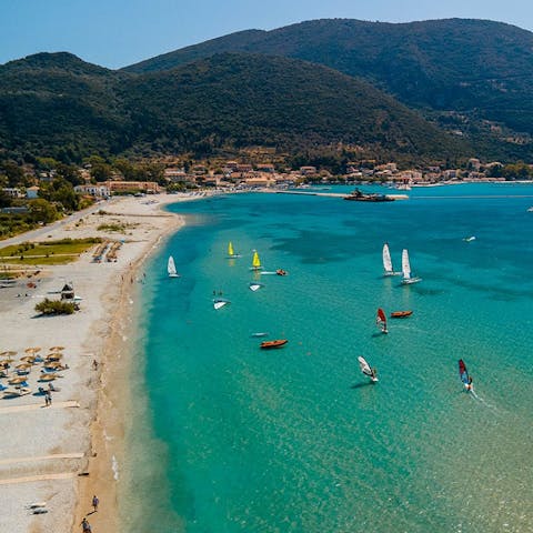 Go windsurfing at Ponti Beach, around 1.7 kilometres away