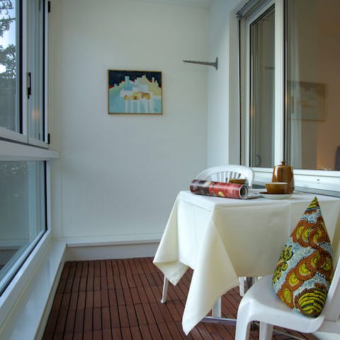 Take in the views from the cosy warmth of the enclosed balcony