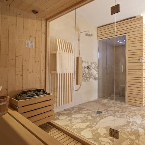 Pamper yourself with the spa, sauna and steam room