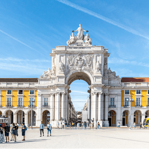 Visit the buzzing Praça do Comércio in the city centre, just a short bus ride away