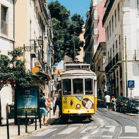 Hop on Lisbon's iconic 28 Tram for a tour of the city – it's just a short walk away