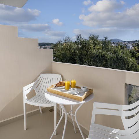 Start mornings with breakfast on the private balcony