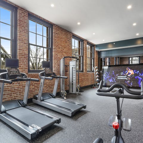 Stay on top of your fitness at the in-building gym