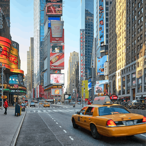 Embrace the vibrancy of nearby Times Square