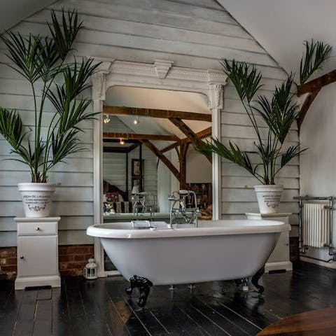 Sink into the clawfoot tub