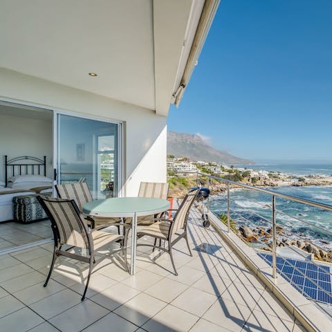 Dine alfresco on the terrace with views of Twelve Apostles and the Atlantic Ocean