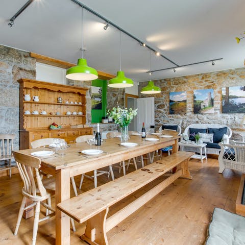 Dine together in the bright open-plan kitchen and dining room