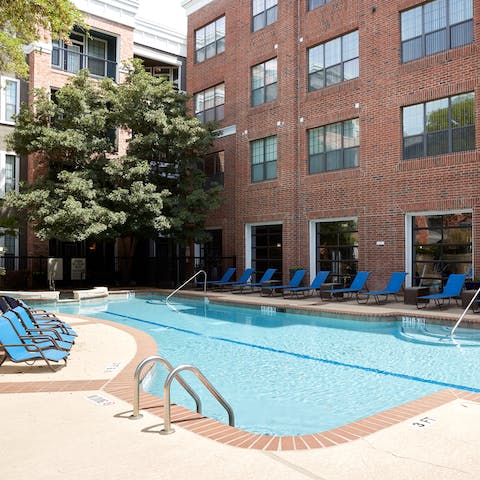 Cool off from the Texas heat in the communal outdoor pool