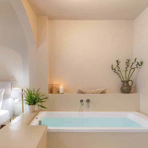 Soak in the hot tub in the hammam-style apartment