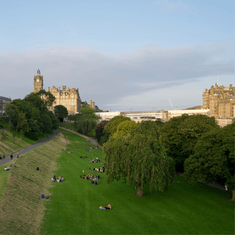 Pack a picnic and wander fifteen minutes through town to Princes Street Gardens