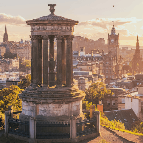 Stroll ten minutes to Calton Hill to see  fabulous views of this ancient city