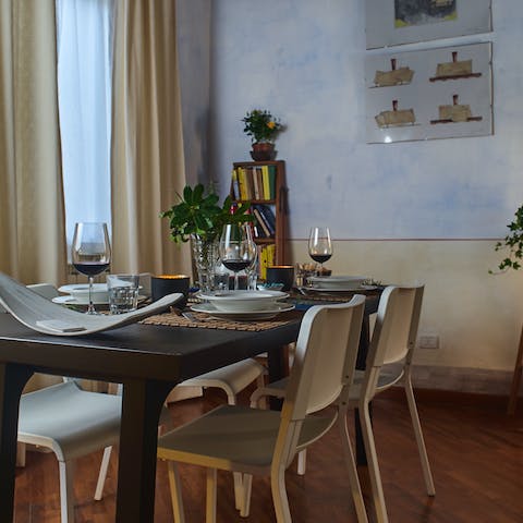 Sit down for a gorgeous meal in the Florentine-style dining area