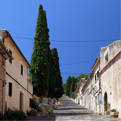 Stroll fifteen minutes into the centre of Puerto Pollensa to shop and dine out