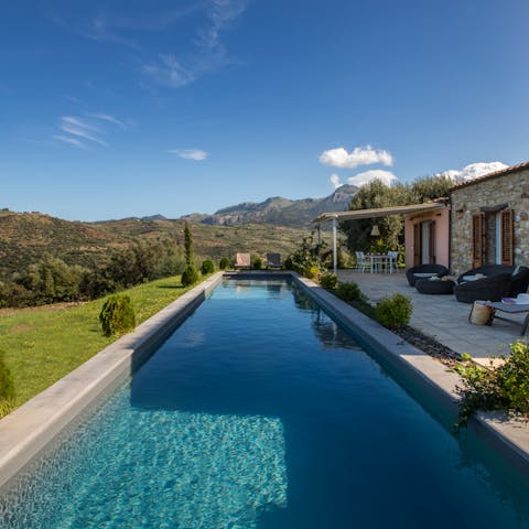 Swim laps in the private pool while soaking up Sicilian countrysideviews