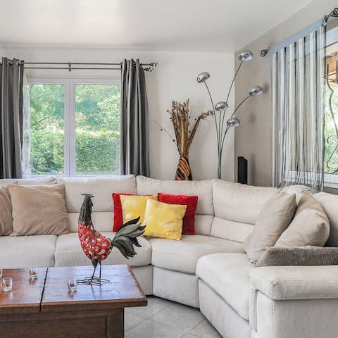 Kick back and relax in the bright and comfy living room