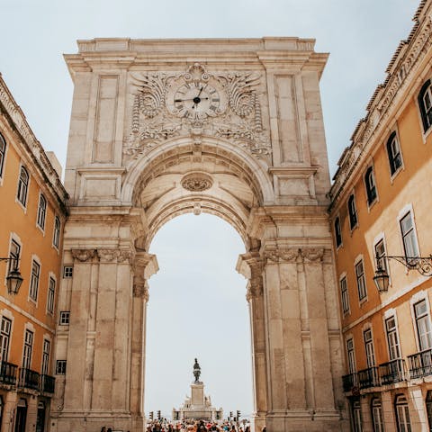 Visit the magnificent Praça do Comércio – a short three-minute walk from your city-centre apartment