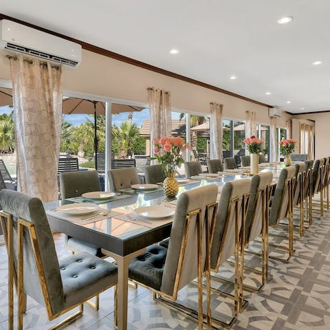 Sit down to a formal meal around the huge dining table
