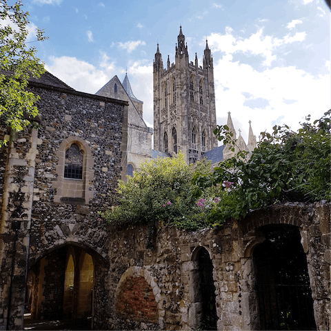 Explore Canterbury's historic cobbled streets and nearby cathedral