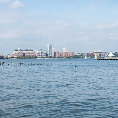 Relax by the waters at the Hudson River Park – just a four-minute walk away