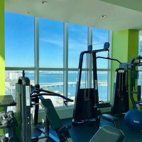 Maintain your weekly workout routine at the on-site gym