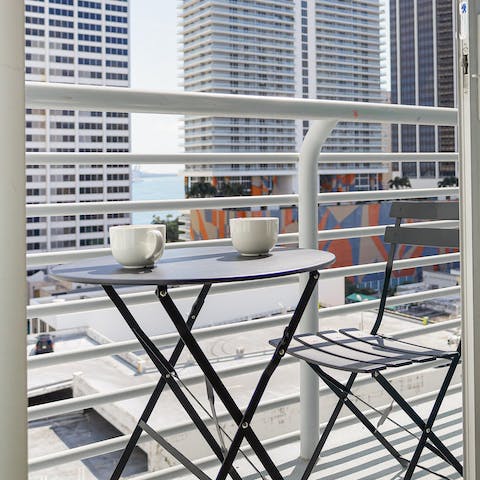 Start your mornings with a fresh coffee on the private balcony