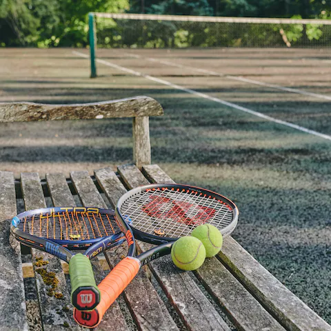 Stay active on the tennis court right on the property