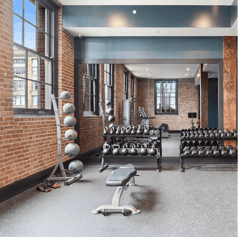 Get moving in the shared on-site gym