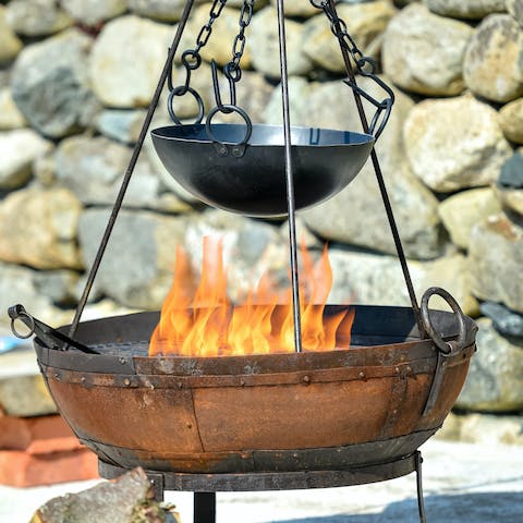 Cook outdoors on the fire pit