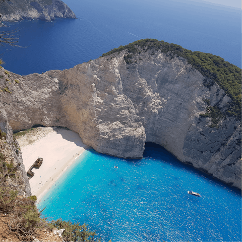 Hop on a boat and explore Zakynthos' remote beaches – Agios Nikolaos Port is 1km away