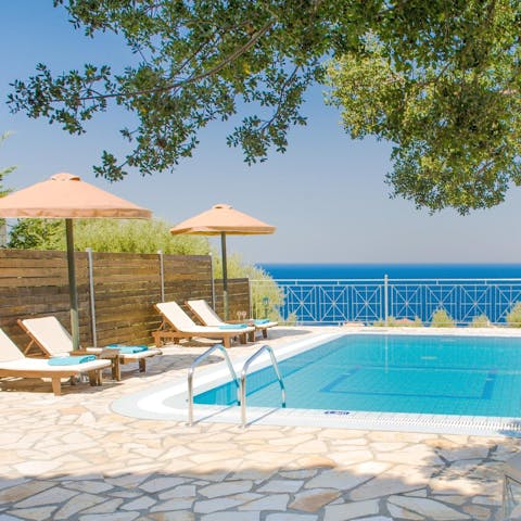 Spend hot afternoons relaxing on a lounger or swimming in the pool