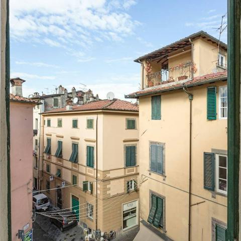 Gaze out at the rooftops (with a glass of chianti) from the windows of this historic tower