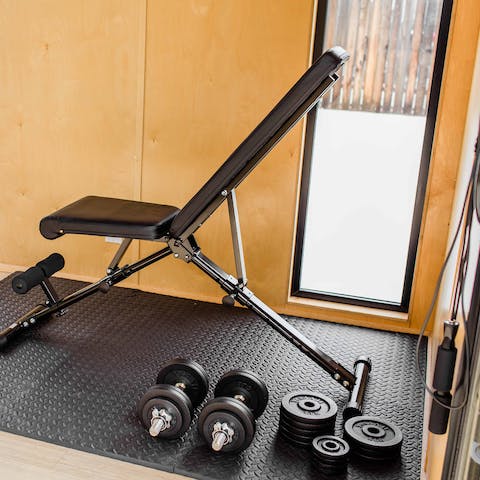 Work up a sweat in the home's mini gym