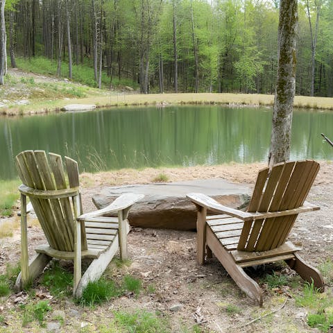 Swim in or simply relax by the freshwater pond