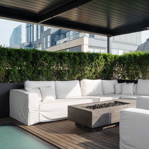Catch the rare sunshine on the terrace, a cocktail in hand