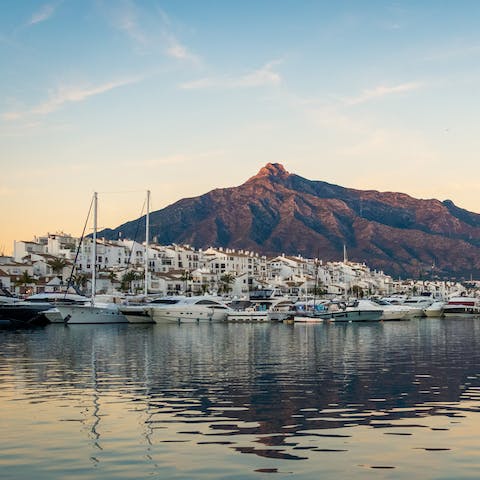 Drive ten minutes to Puerto Banús or twenty to Marbella city centre