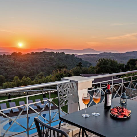 Watch the glorious sunset from the terrace at the top of the villa