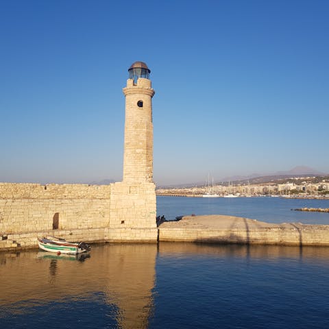 Explore the old Venetian port of Rethymno, a twenty-minute drive