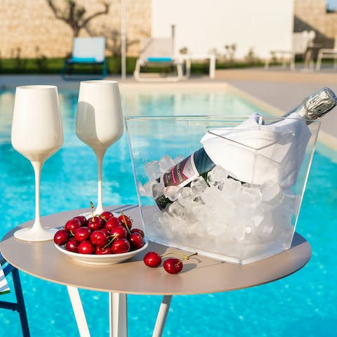 Pick up some sweet Sicilian cherries and enjoy them with fizz next to the pool