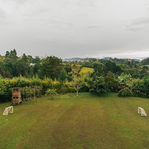 Play in the games zone or admire the lush views across the garden