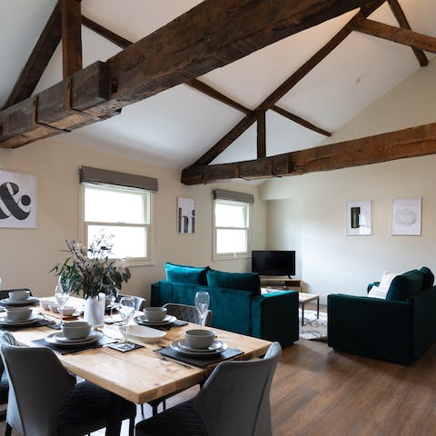 Wine and dine beneath the beautiful exposed beams of this Grade-II listed property