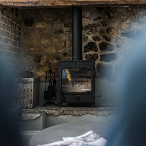 Light the stove in the old hearth on a chilly winter's evening