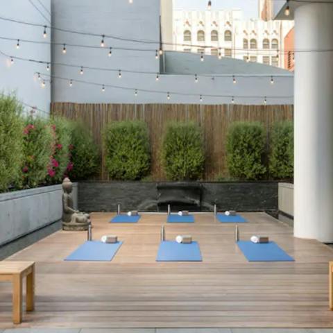 Practice your downward dog in the meditation and yoga area