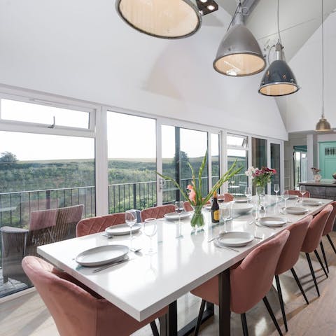 Dine with a stunning countryside view on a delicious home-cooked meal