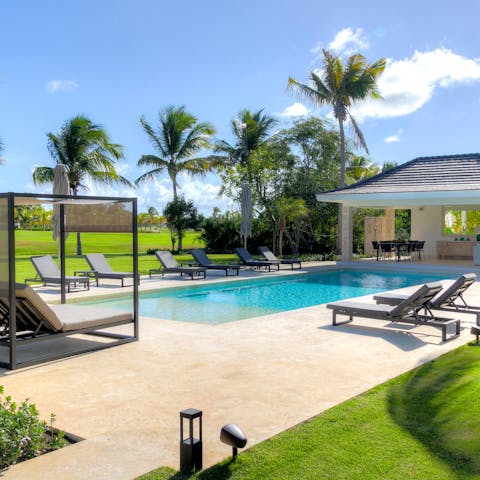 Cool off from the Caribbean heat in your private pool, as your loved ones lap up the sun around you