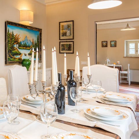 Enjoy lavish meals around the formal dining table